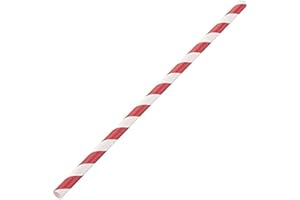 Fiesta Green Lot de 250 Pailles en Papier Compostables Rayures Rouges
