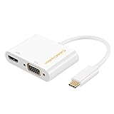 Este es un adaptador USB-C a HDMI y VGA (DP modo alternativo).Se enchufa y funciona.Te permite transmitir la señal de una fuente de USB-C a una pantalla HDMI o VGA (televisores de alta definición, proyectores, etc.).
