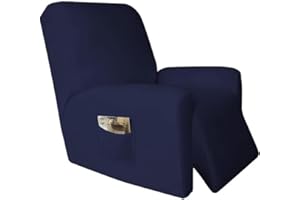 YEKUHE 1 posto Copripoltrona Relax Reclinabile Elettrica con Braccioli Completo 4-Pezzo Fodera per Poltrona Elasticizzato con Tasche, Minimalismo Coprisedile Poltrona Lavabile Antiscivolo Copripoltrona ( Col