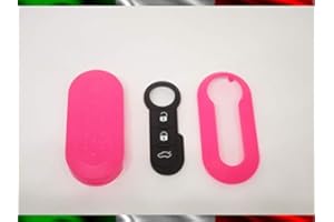 CAR PASSION Cover Chiave Guscio + Tasti Tastini in Gomma Compatibile con Fiat 500 Grande Punto Evo Bravo Panda 500l Lancia Y Ypsilon Musa Delta Scocca Rosa + Video Tutorial