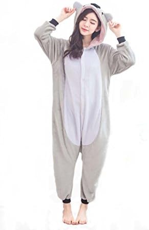 Unisex Adult Kigurumi Grey Koala Animal Cosplay Costume Novelty Pajamas Onesies Adult Anime Cartoon Party Christmas Halloween Costume