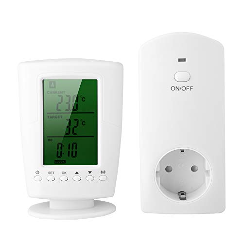 Preisvergleich Produktbild Fdit programmierbarer Thermostat Wireless Digital Thermostat Timer Plug Regler Temperaturregler Multicanal Kühlmodus Heizung Hintergrundbeleuchtung grün