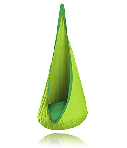Preisvergleich Produktbild HÄNGEHÖHLE KINDERHÄNGESITZ KINDER HÄNGESESSEL HÄNGEMATTE HÄNGESCHAUKEL *LUNA* (Grün)