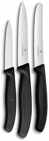 Victorinox Set di coltelli da cucina Swiss Classic, 3 pezzi, Coltello per verdure, pomodori e colazione, Manico in plastica robusta, Acciaio inossidabile, Nero