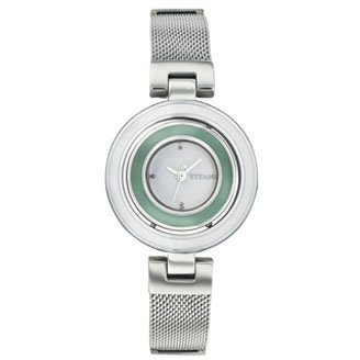 Titan Analog White Dial Women's Watch - 9817SM01