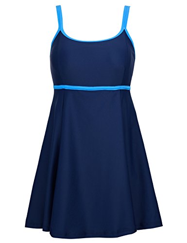 Septangle Damen Badebekleidung Übergröße Badeanzug Einteilige Cover Up Badeanzüge Swimdress Navy(Blau Gurt) 44