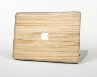 pop-items Macbook Cover, hochwertiges Wood Design, Holz Muster Aufkleber, Folie, ausgespartes Apple Logo, abziehbarer Sticker, Vinyl Skin für Macbook (13 Air, holz hell) - 2