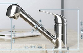 Design Küchenarmatur /Wasserhahn / Spültischarmatur mit ausziehbarer Brause KA11D - 4