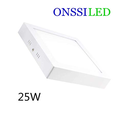 Plafon de Techo LED 25W 2500lm Blanco Frío 6000k-6500k Cuadrado Superficie Panel LED Iluminacion Para Sala de Estar,Comedor,Dormitorio,Oficina,Tienda Comecial ONSSI LED