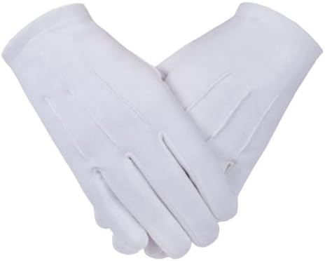 White in Quality Cotton Gloves for Feemasons, Magician, Band