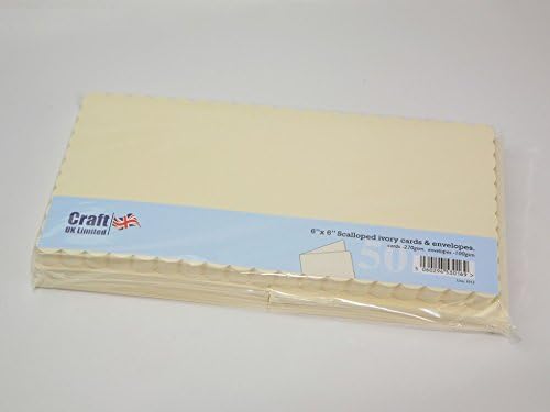 6" x 6" Square Blank Cards and Envelopes with Scalloped Edge Cream Ivory (50pk)
