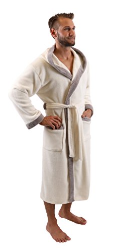 Betz leichter sportlicher Bademantel UNISEX Saunamantel mit Kapuze Damen Herren Farbe Beige oder Braun Größen S – XXL - 3