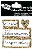Express Yourself DIY, self Adhesive, Golden Anniversary on Gold Tag, Topper - Ideal for Card Making, Scrapbooking, Papercrafts, Childrens Crafts etc