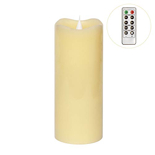 Give U Vela LED sin Llama con Vela, sin Mecha, 3D, sin Llama, Cera Real, LED, luz de Pilar con Temporizador, Cera, 3x7 Inch,Ivory, Home Wedding Candle,Battery-Operated