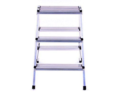 ALULEITER KLAPPLEITER 2×3 STUFEN STEHLEITER HAUSHALTSLEITER ZWEISEITIG - 3