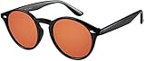 RUNDE UNISEX SONNENBRILLE: Die neue La Optica Vintage Sonnenbrille ist eine Rot / Orange verspiegelte Retro Sonnenbrille im angesagten John Lennon Hippie Style für Männer und Frauen. Die Kreis förmige Sonnenbrille kann perfekt als Damensonnenbrille und Herrensonnenbrille getragen werden. Das Spiegelglas ist flach und sorgt somit für einen stärkeren Effekt. Die runde Form liegt aktuell voll im Trend und eignet sich somit besonders für Parties, Festivals & Instagram Posts.