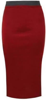 CANDY FLOSS LADIES STRETCH BODYCON MIDI PENCIL SKIRT RED 16