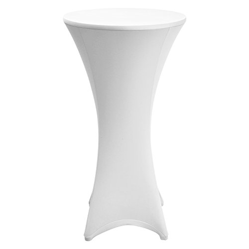 Beautissu® Stretch Stehtischhusse Stella für Bistrotisch Ø 80-85 cm, elegante Stretchhusse weiß als Tisch-Überzug - 2