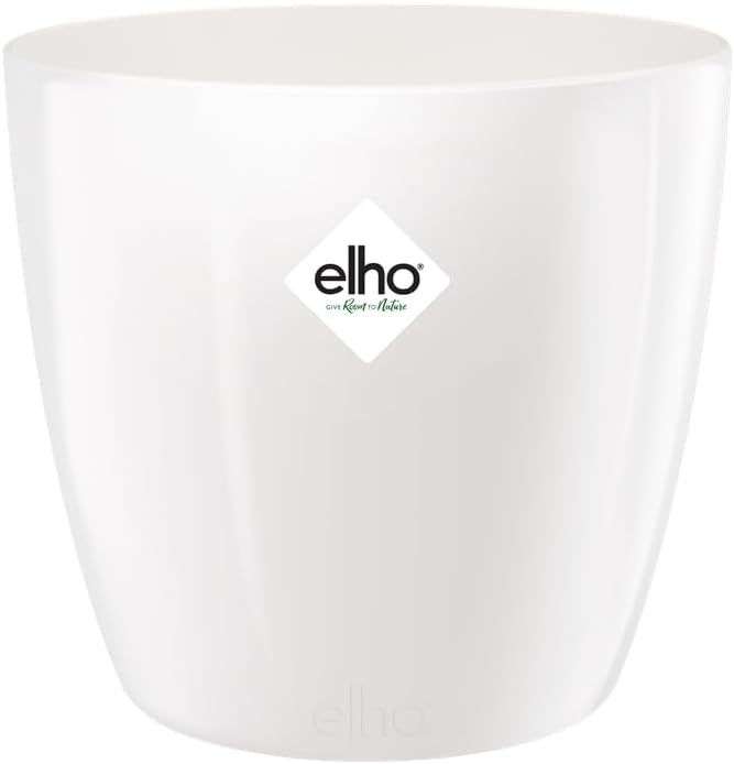 Elho Brussels Diamond Round 20 - Macetero por Interior - Ø 20.0 x H 18.6 cm - Blanco/White