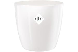 elho Brussels Diamond Rund 22 - Blumentopf für Innen - 100% recyceltem Plastik - Ø 22.4 x H 20.1 cm - Weiß/Weiss