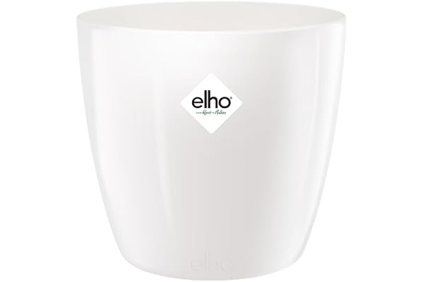 Elho Brussels Diamond Rond 14 - Pot De Fleurs pour Intérieur - Ø 13.6 x H 12.5 cm - Blanc/Blanc