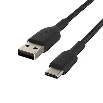 Belkin Type C to USB-A 2.0 Tough Unbreakable Braided Nylon Cable 3.3 feet (1 meter)  Black, USB-IF Certified, Supports Fast Charging