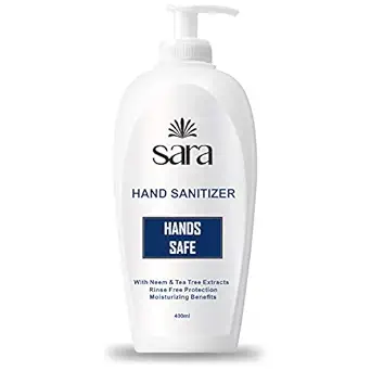 SARA SOUL OF BEAUTY Instant Hand Sanitizer Rinse-free Waterless Sanitizing Gel Germ Protection Palm Cleanser with Moisturizing Benefits, 400ml