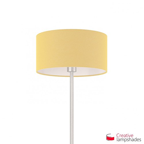 Lampenschirm Zylinder Hellgelb Leinwand - Durchmesser 35cm - H. 22cm, E27 Für Stand Pendelleuchten, Ja