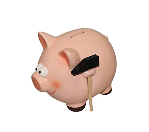 Cerdito rosa, ahorrar dinero con facilidad con una hucha de cerámica, ideal para monedas y billetes, disponible en los tamaños normal y XXL (Normal)