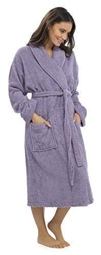 Hari Deals Femmes Pur 100% Cotton en Tissu Éponge Bain Robes Robes de Chambre - Bleu, M