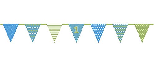 FesteFeiern® Kinder-Geburtstagsdeko erster 1. Geburtstag | 20 Teile für Jungen hellblau, blau und bunt mit Wimpel, Laternen und Luftballons. (1. Party Set) - 5