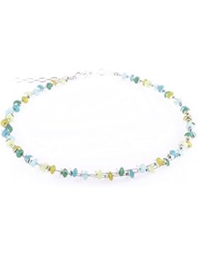 Zarte Kette “Cloe”, filigran verflochtene Polaris- und Metallscheibchen, handgearbeitet von Adi-Modeschmuck in...