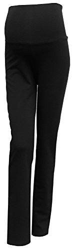 Zeta Ville Pregnancy Maternity Casual Cotton Trousers Straight Cut Over Bump Xs-XXXL 797 Sanam Black M UK 6