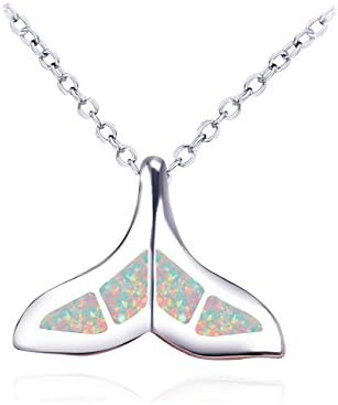 C·QUAN CHIC·QAUN CHI Marine Themed Necklace Fish Tail Pendant Necklace Girls Charm Chain Necklace Fashion Jewelry Gifts For Women (White 07C)