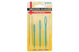MERCERÍA SUANCES Agujas de Lana, de plástico, 3 Unidades, tamaños surtidos. Juego de agujas de coser lana, para manualidades, costura, niños...