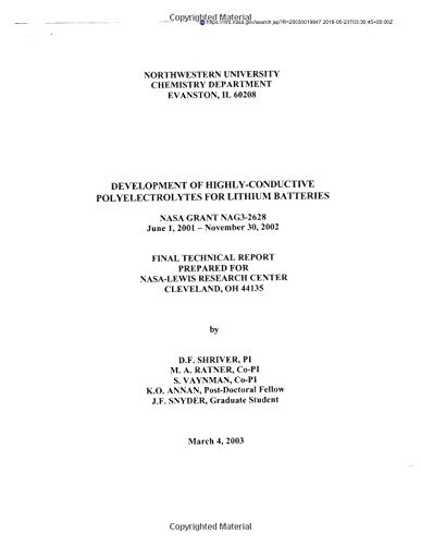 Preisvergleich Produktbild Development of Highly-Conductive Polyelectrolytes for Lithium Batteries