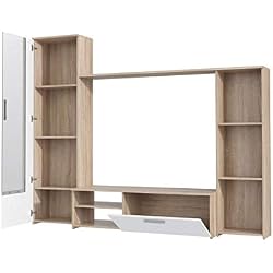 finlandek Meuble TV Mural pilvi Contemporain décor Chene Sonoma et Blanc Mat - l 220,4 cm
