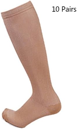 Compression Socks Knee High Graduated 15-20mmHg Compression Stockings For Women and Men Travel Flight Running Fitness 10 Pairs