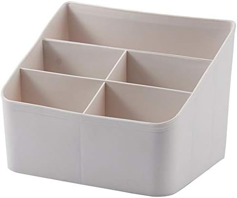 HSINCERELY Desktop Organiser Box Multi-function Five Compartment Storage Cabinet for Cosmetic Office Stationery Mobile Phone Remote Control Organiser White 19 * 16 * 14cm