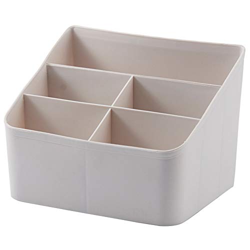 HSINCERELY Desktop Organiser Box Multi-function Five Compartment Storage Cabinet for Cosmetic Office Stationery Mobile Phone Remote Control Organiser White 19 * 16 * 14cm