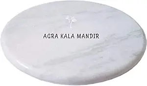 Agra Kala MANDIR WhiteMarble Chakla and Marble Roti Roller/Chakla Belan/Roti Maker/Phulka Maker/Chapati Maker chakla for Home & Kitchen.(Chakla, 10 in) (Pack of 1 (Marble Chakla) (2.5, White)