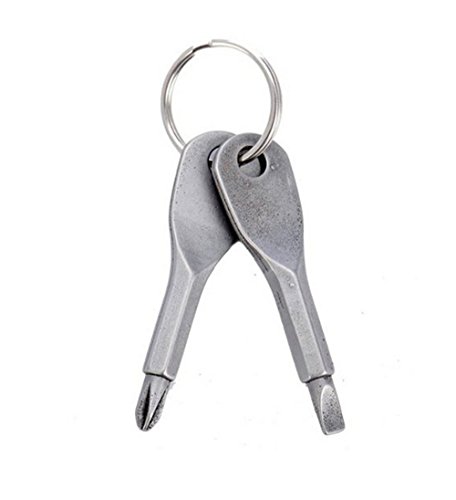 Preisvergleich Produktbild Schraubenzieher Klein , Schlüsselanhänger , outdoor - multifunktionale tasche mini - tool schraubenzieher set 2 schlüssel edelstahl schlüsselbund