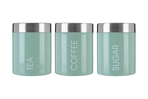 Premier Housewares Liberty Tea, Coffee and Sugar - Juego de 3 botes para té, café y azúcar, color pistacho
