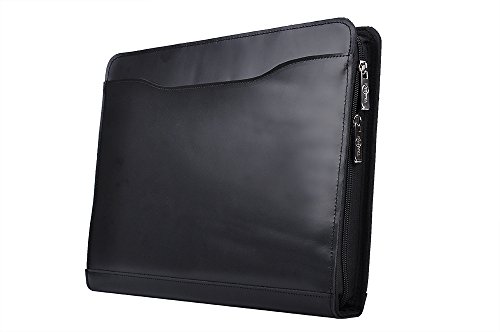Deluxe Leder Laptop-Tasche mit Notizblock-Halter passend Microsoft Surface Book / MacBook 13-Zoll, Schwarz - 3