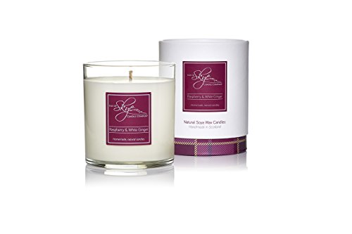 Isle of Skye Candle CompanyRaspberry and White Ginger Scented Large Candle | Natural Soy Wax Candle | Handmade in Scotland | Premium Scented Candle | Elegant Tartan Packaging | 45 Hours Burn Time