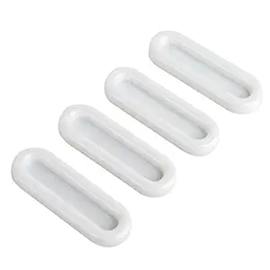 SpiderJuice 4Pc Self Adhesive White Sliding Window Door Plastic Auxillary Grooved Handle No Drilling No Screws Glass Pane Cabinet Cupboard Drawer Wardrobe Hardware Pulls