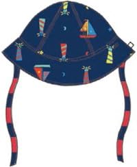 Piccalilly Organic Cotton Boys Navy Blue Reversible Lighthouse Print Sun Hat