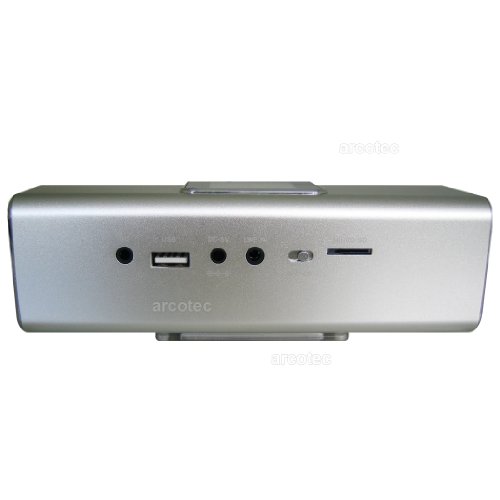 Stereo Lautsprecher / Boxen / Soundstation / Lautsprechersystem „6in1“ für PC, LAPTOP, NETBOOK mit eingebautem Radio, Wecker, Uhr, USB-Slot, Micro-SD Kartenslot & 3,5mm Klinkenanschluss – Farbe: silber - 2