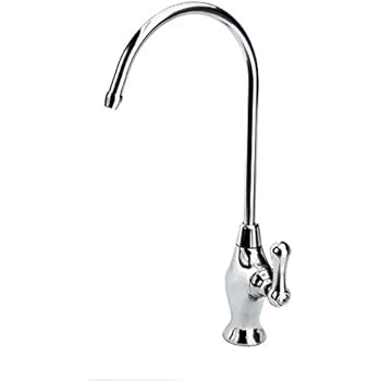 Rubinetto Per Acqua Potabile A Collo Di Cigno Cromato - 1/4'' (3/8''), Rotazione 360°, Per Filtro Sottolavello E Osmosi Inversa - Altezza 28 Cm