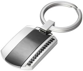 DOOSTI Stainless Steel Key Ring Pendant Inset with Black Ceramic - FREE ENGRAVING Incl
